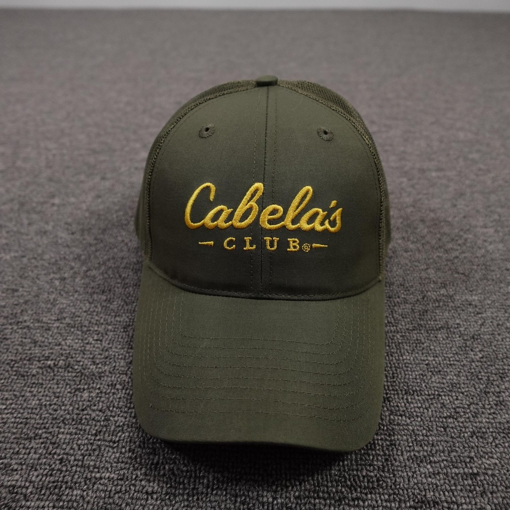 Cabela's Club Hat Cap Snap Back Mens One Size Green Mesh Trucker Embroidered